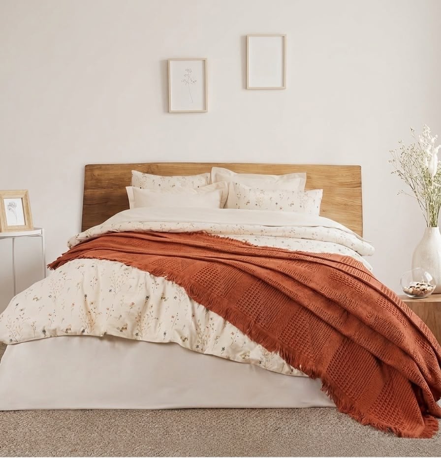 Şaheser Home Collection  Çift Kişilik Pikeli Dijital Baskılı Nevresim Takımı Marvin Kiremit