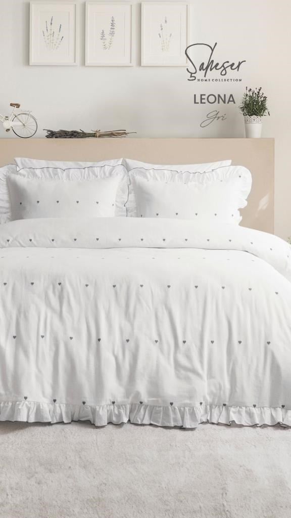 Şaheser Home Collection Jakarlı Nevresim Takımı Çift Kişilik Leona Gri