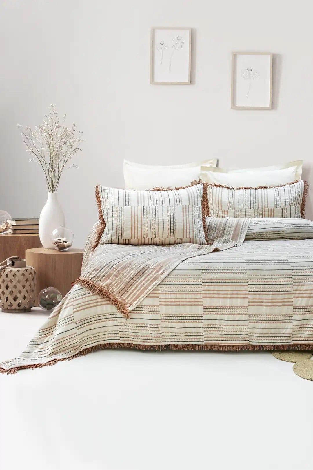 Şaheser Home Collection Yatak Örtüsü Çift Kişilik Müslin Lia Kiremit