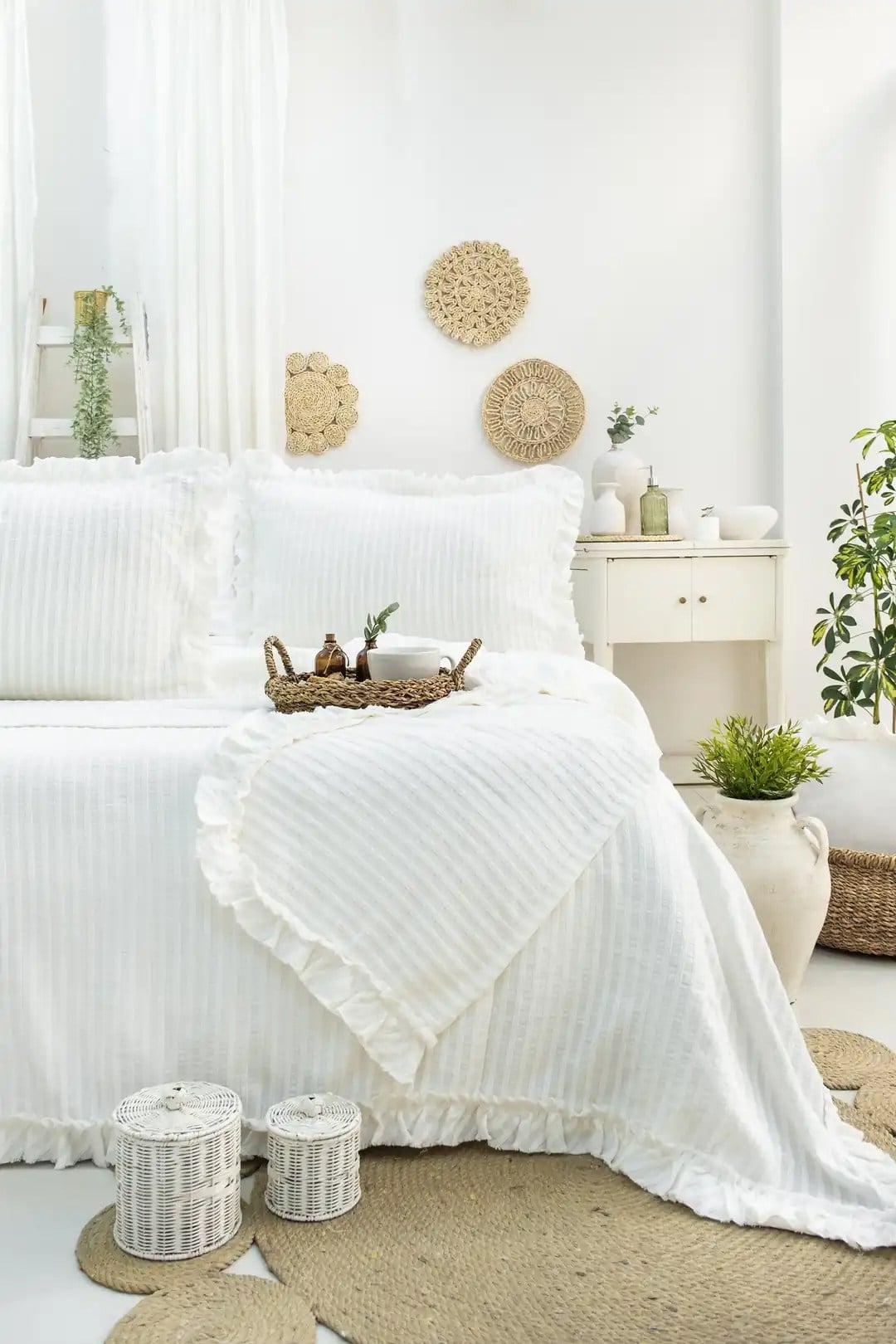 Şaheser Home Collection Yatak Örtüsü Çift Kişilik Marta Krem