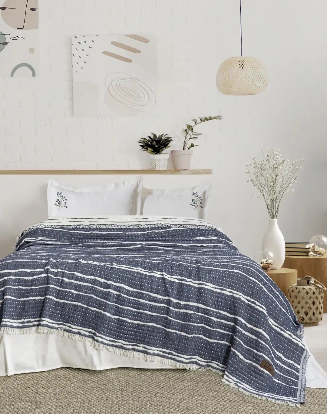 Şaheser Home Collection Yatak Örtüsü Seti Sera Lacivert