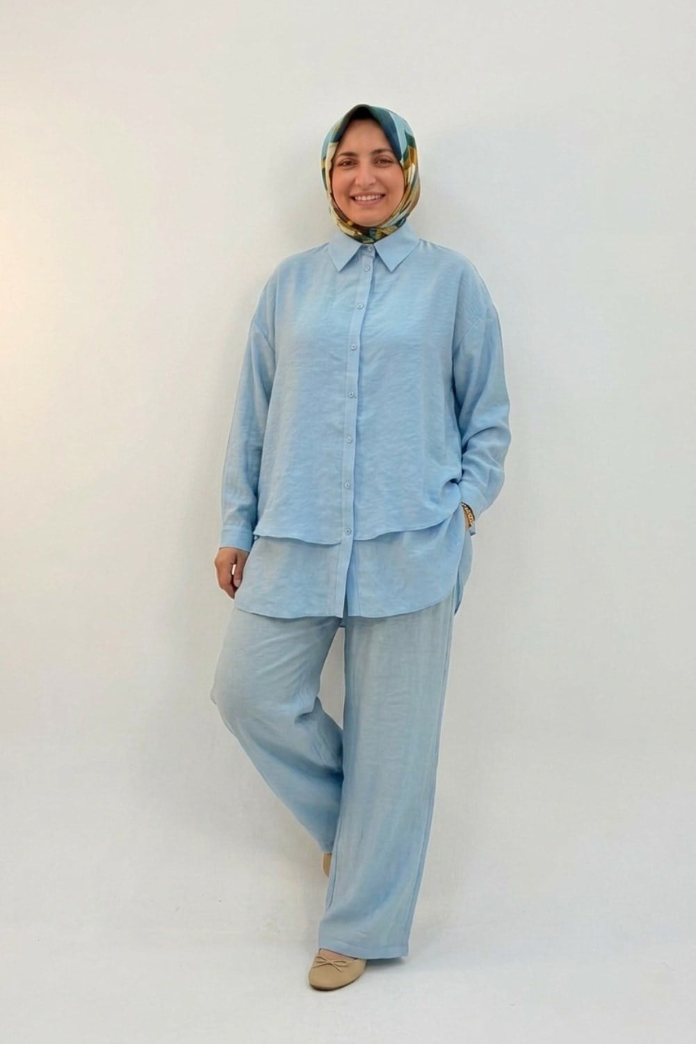 Ceremony 26Y967 Bluzunun Arkasi Yirtmaçli Takım - Mavi