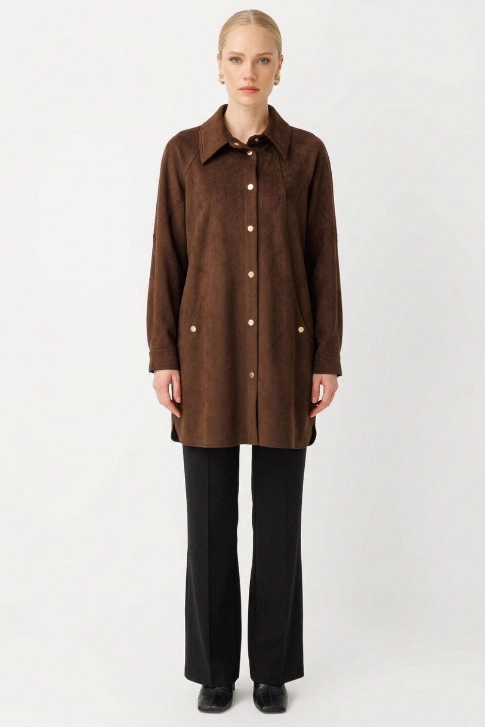 Armine Trend 26KA417 Gizli Cep Detaylı Tunik Kahverengi Tunik ARMİNE TREND 