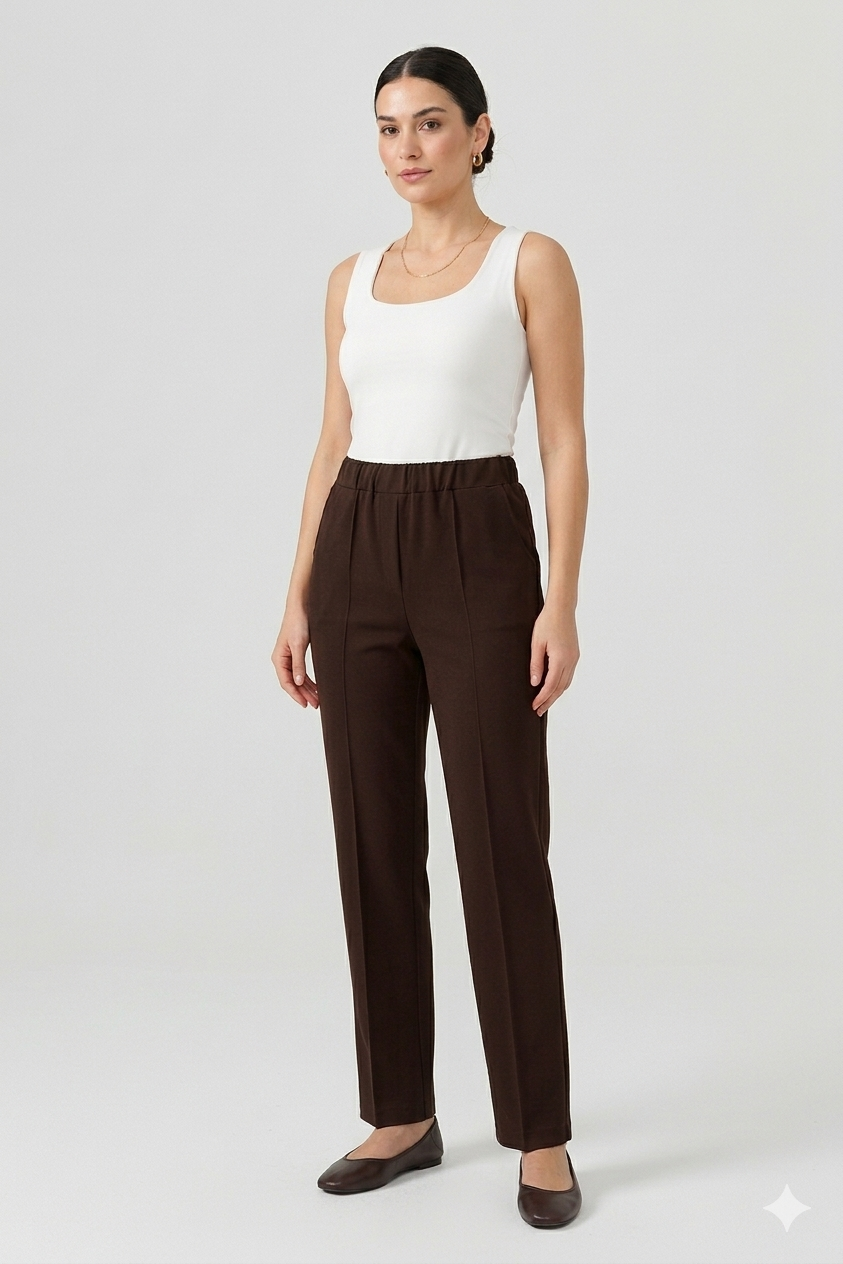Sentez 5616 Elisse Büyük Beden Pantolon - Kahve