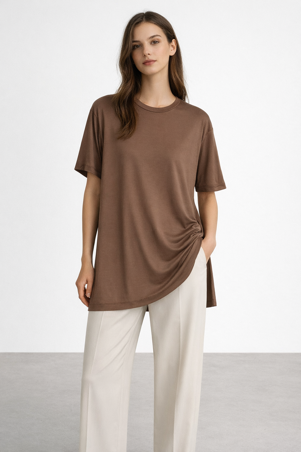 Ceremony 26y161 Kısa Kollu Bambu Bluz - Kahverengi