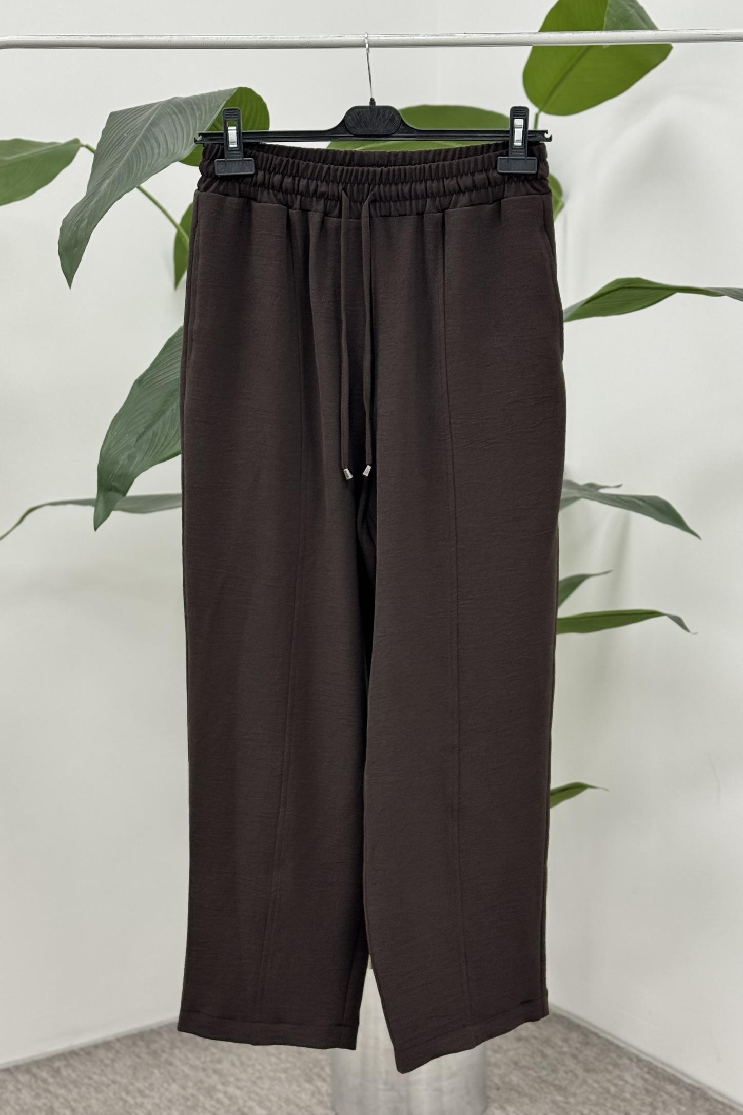 Sentez 5642 Nepal Beli Lastikli Pantolon - Kahve