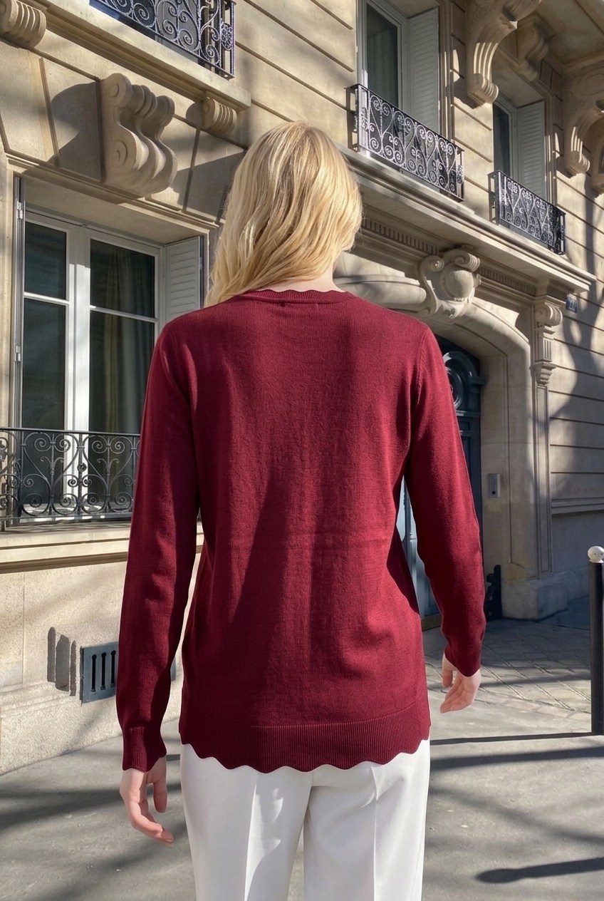 Kesik Detay Bluz 35226 Bordo