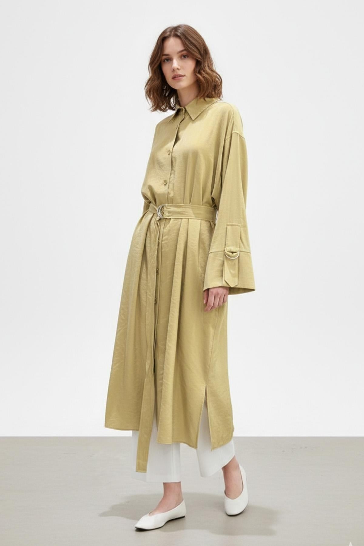 Kemer Detay Uzun Tunik 10753 - Olive