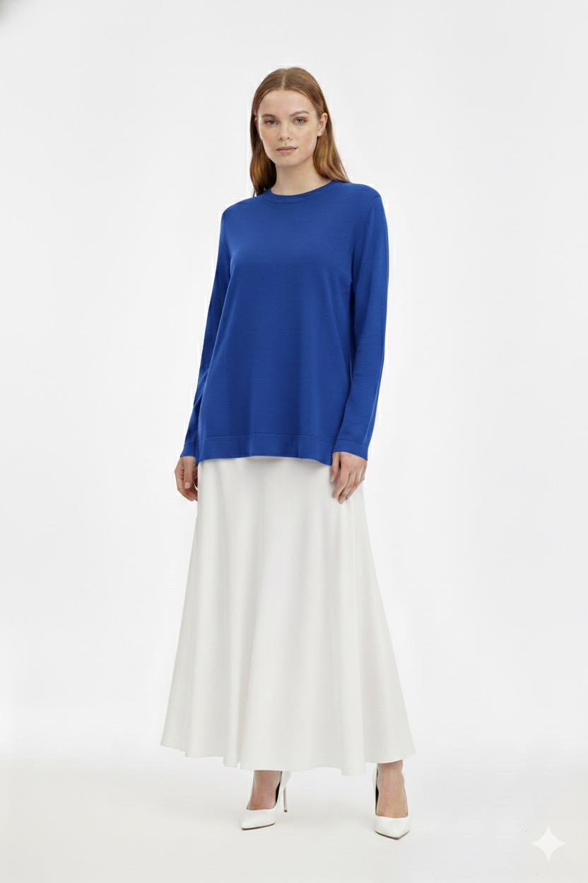 Nuss 902 Etek Üstü Oval Kesim Tunik - Saks