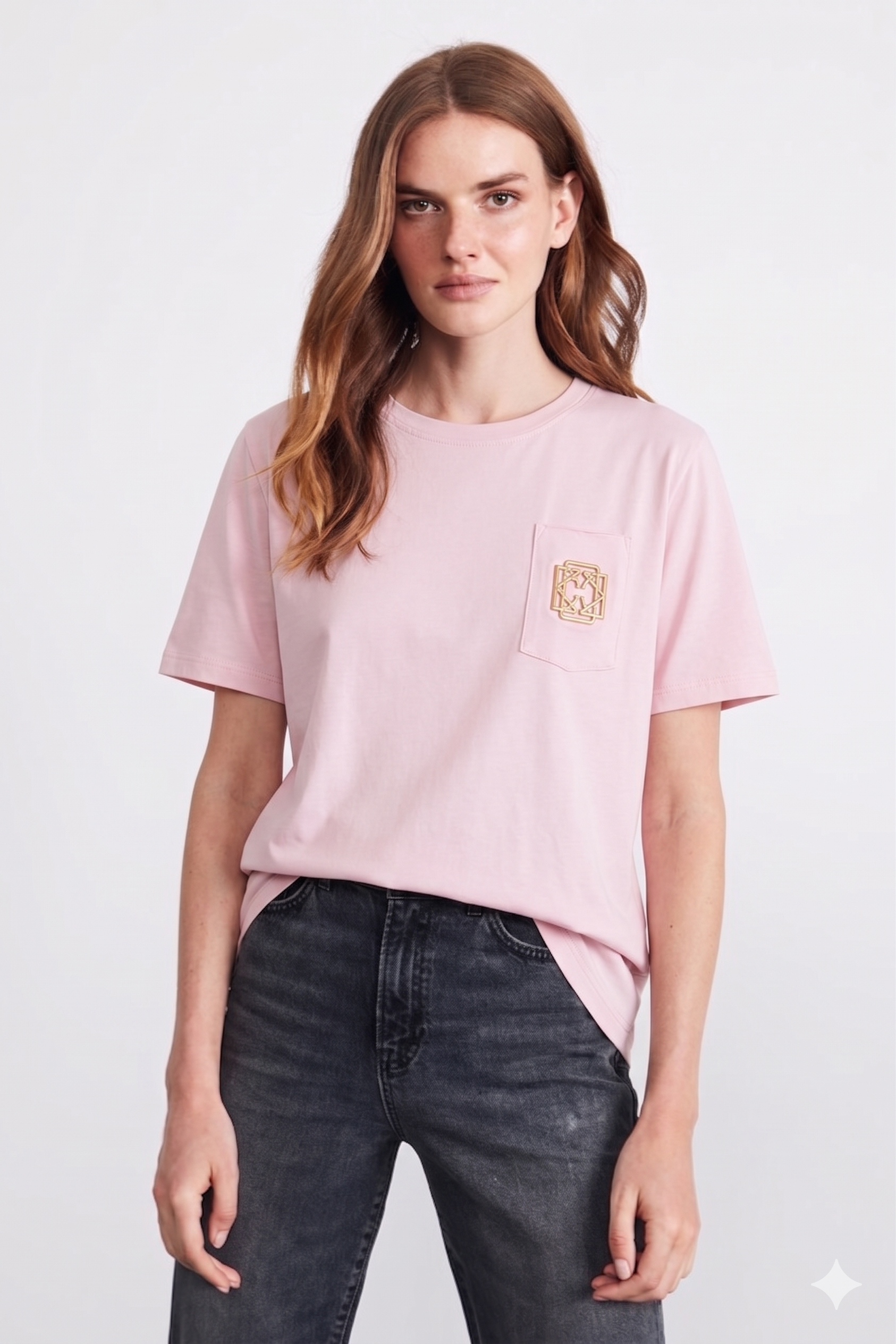 Cep Metal Aksesuar Detay Tshirt 4022 - Pembe