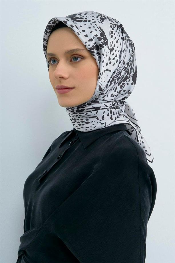 Armine Dj Saf Twill İpek Eşarp 9552D (T) - Gri