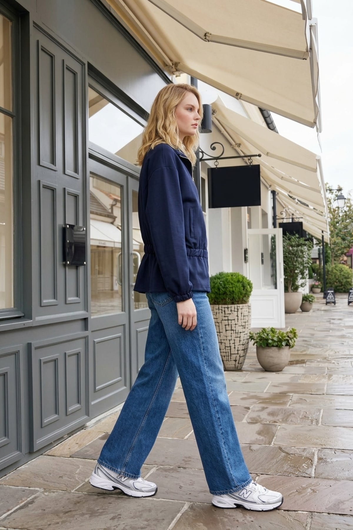 Bel Büzgü Detay Ceket 32575 F.Navy