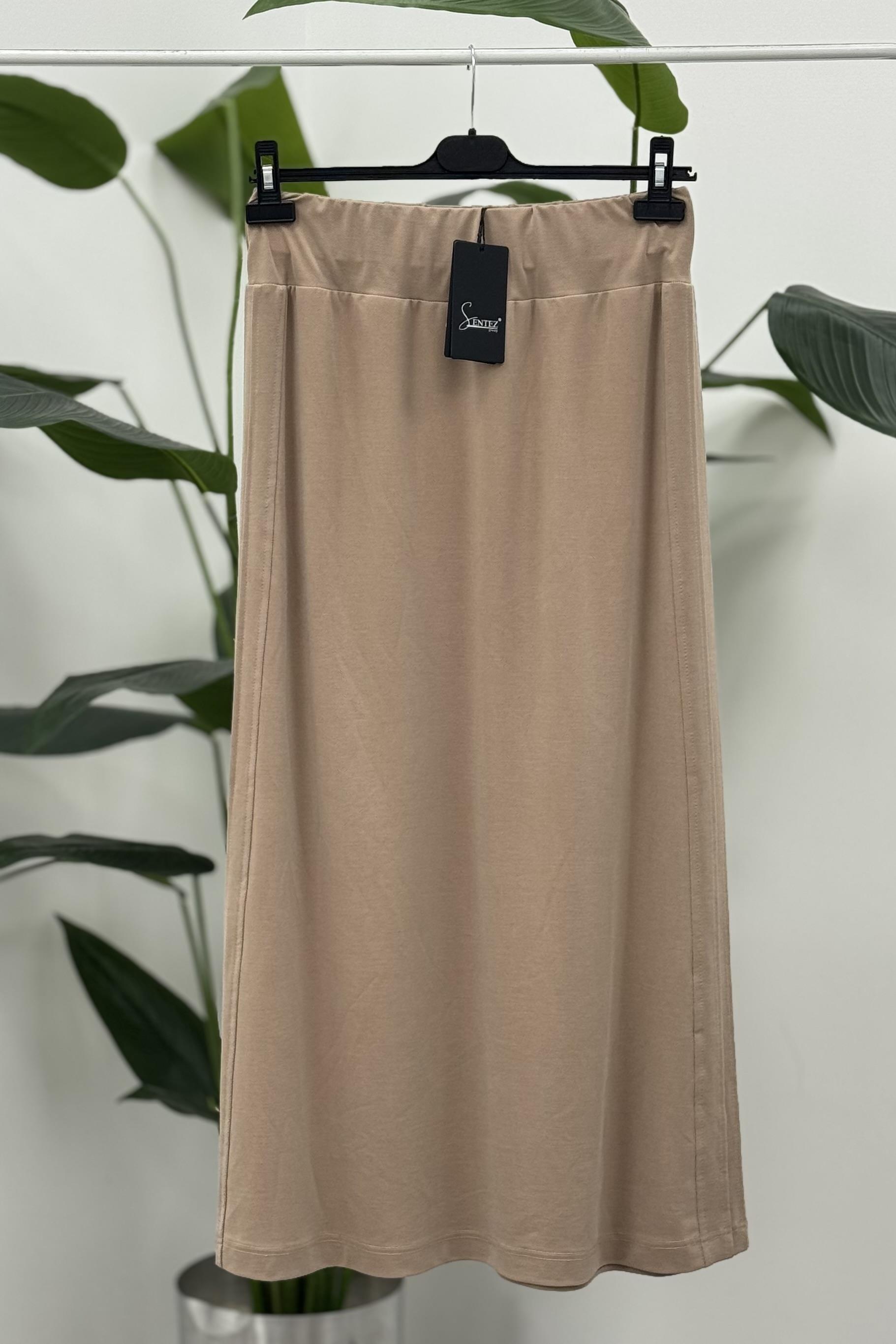 Sentez 5461 Yanı Nervürlü Etek - Camel