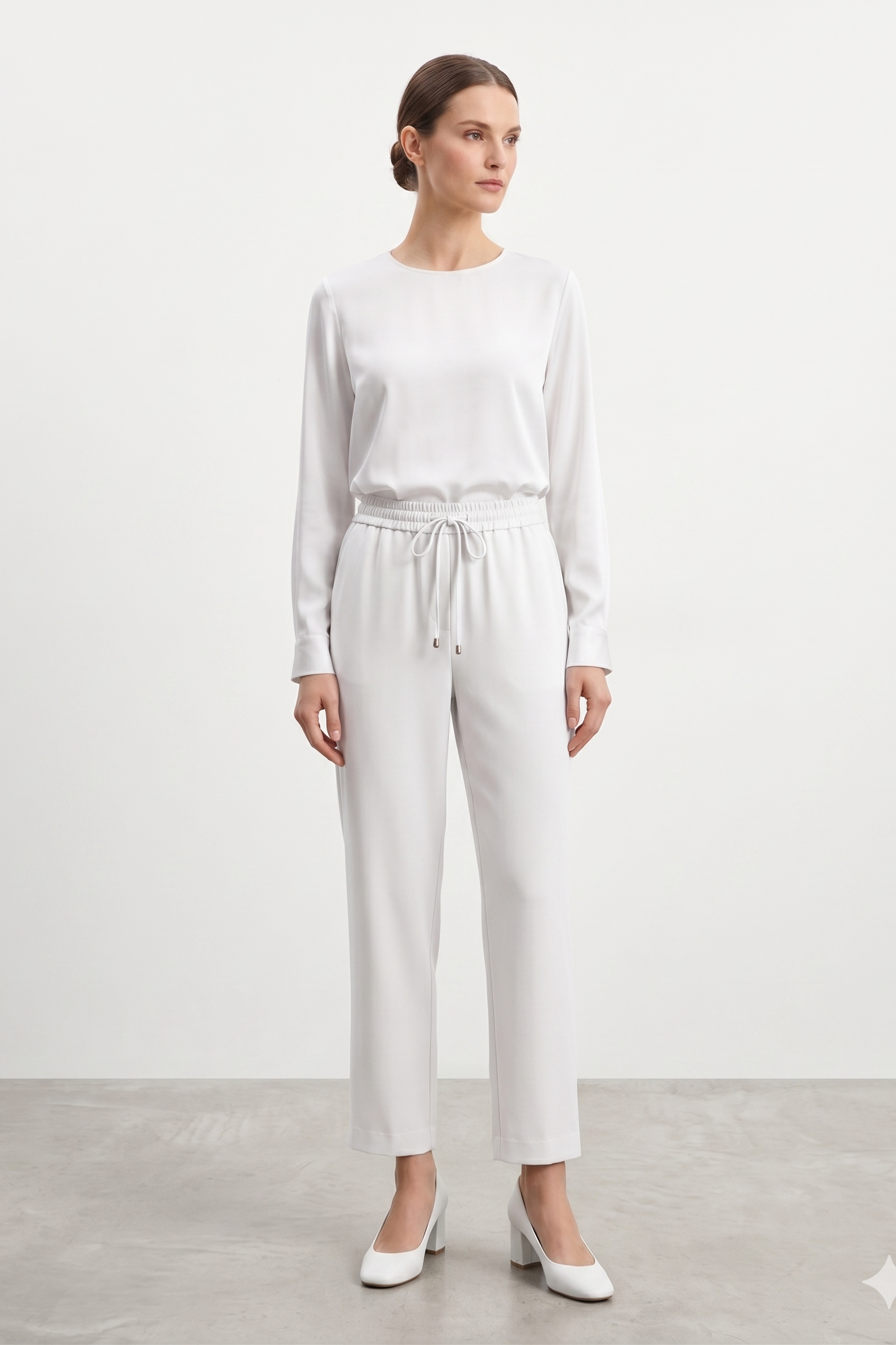 Sentez 5660 Vega Beli Lastikli Pantolon - Ekru