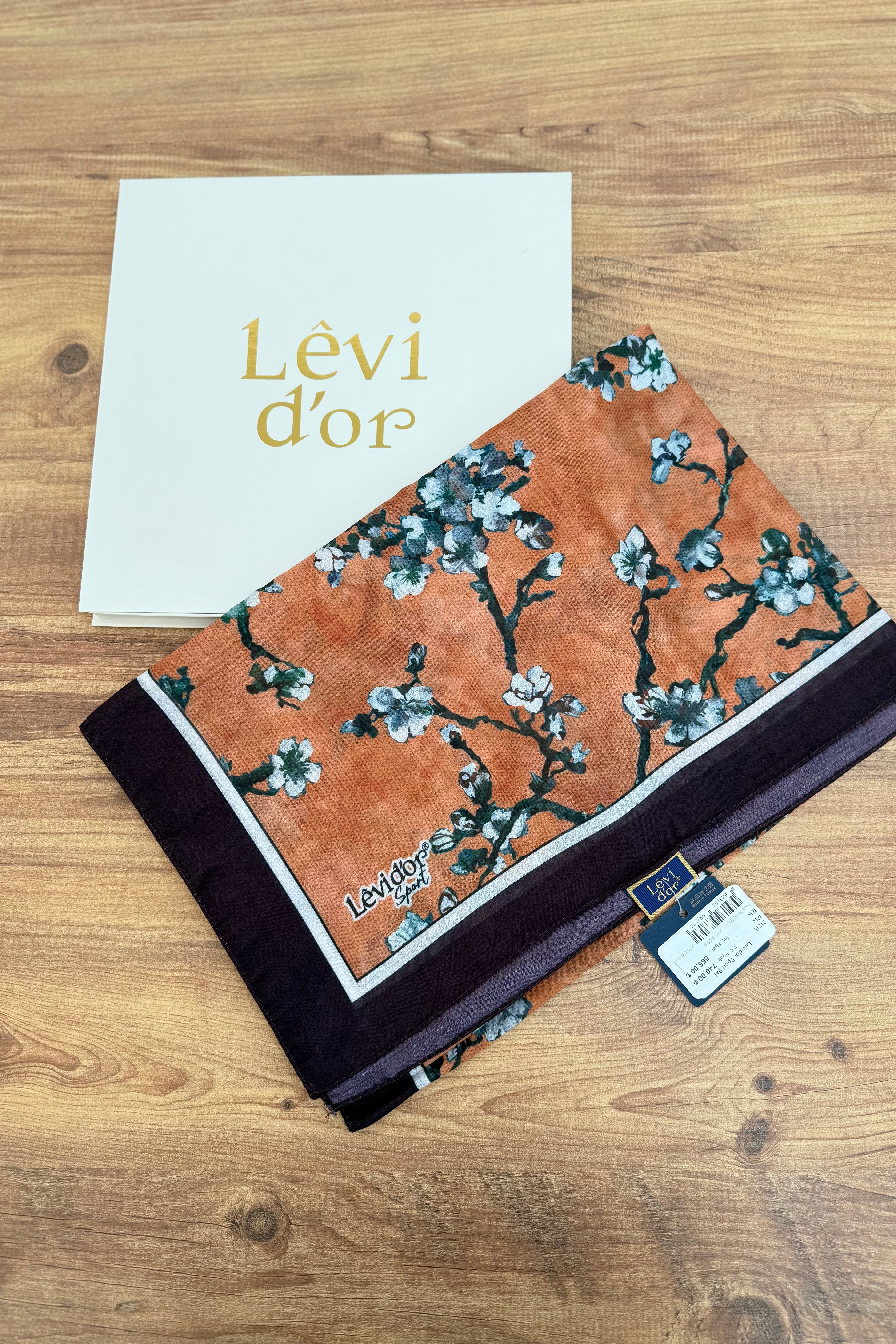 Levidor 21215 Çiçek Desen Şal - Kiremit Şal LEVİDOR 