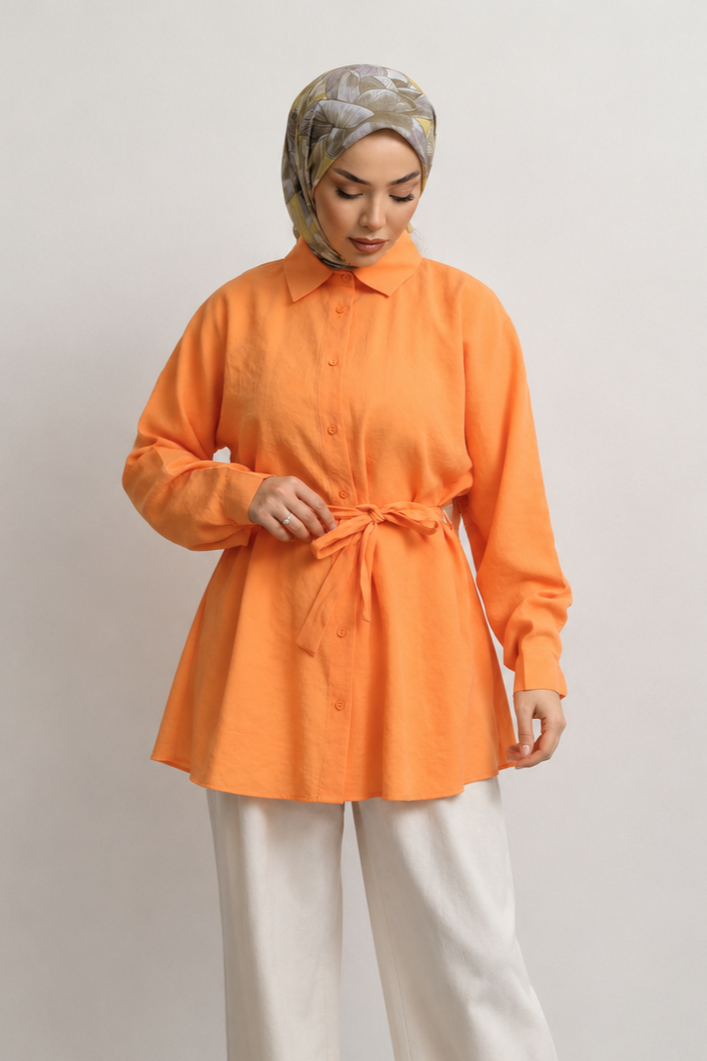 Bel Bağlama Detay Tunik 250352 - Oranj