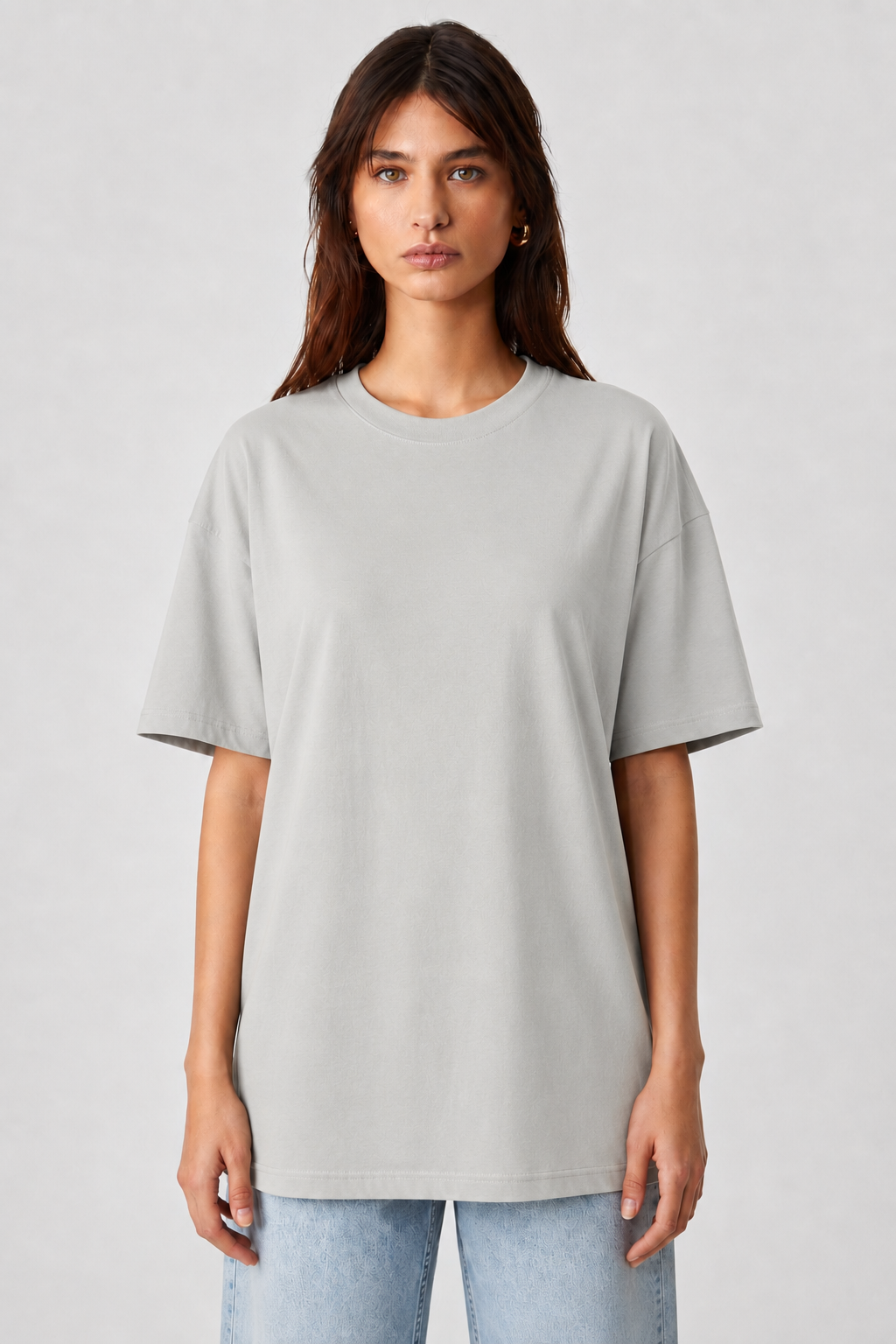 Bisiklet Yaka Basic Tshirt 4026 - Gri