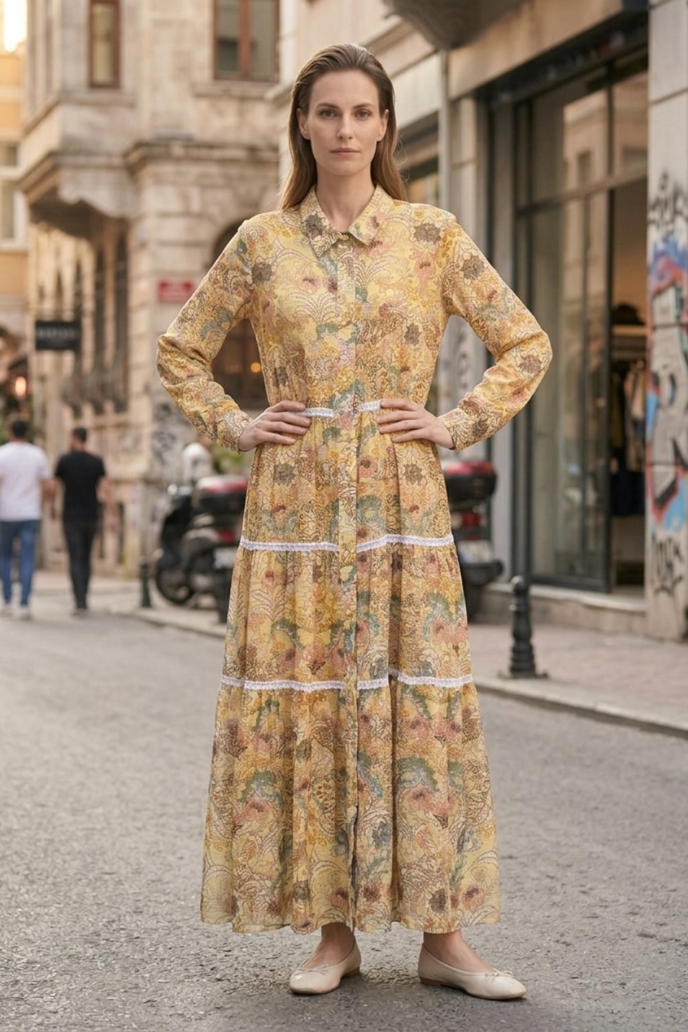 Ghisa 4449 Elbise - Sarı Elbise GHİSA 