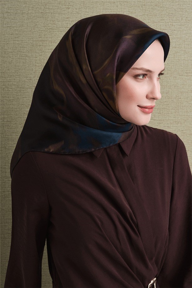 Armine Dj Saf Twill İpek Eşarp 9606D (T) - Yeşil Eşarp ARMİNE 