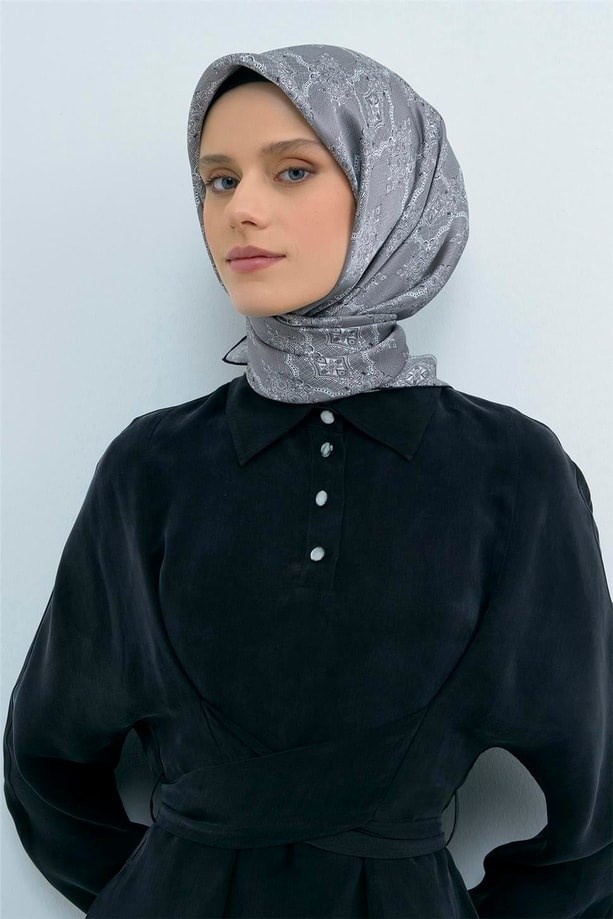 Armine Dj Saf Twill İpek Eşarp 9522D (T) - Antrasit