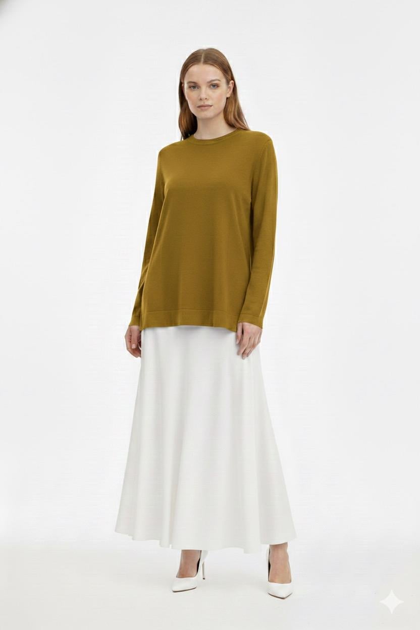 Nuss 902 Etek Üstü Oval Kesim Tunik - Yeşil