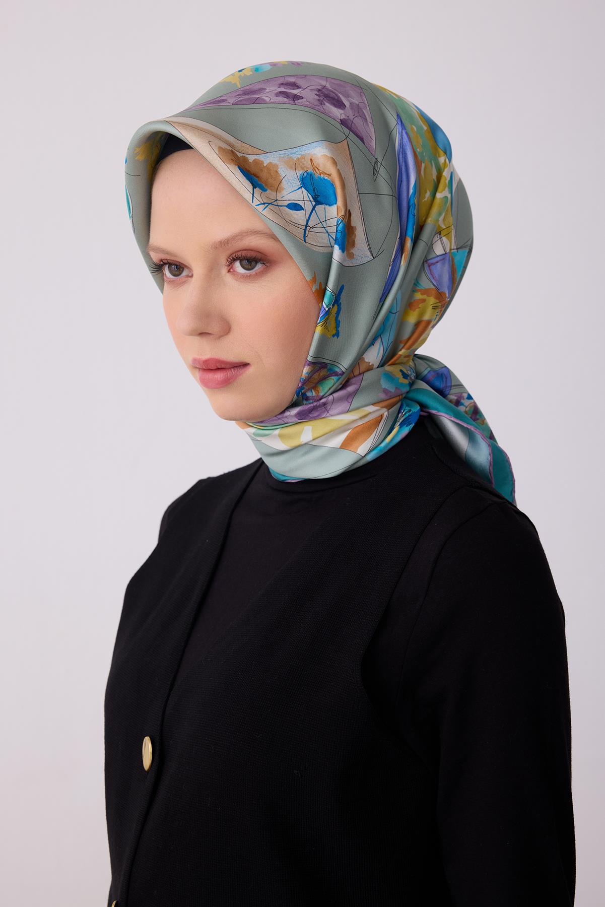 Belli Saf Twill İpek Eşarp 4316D (T) - Açık Yeşil