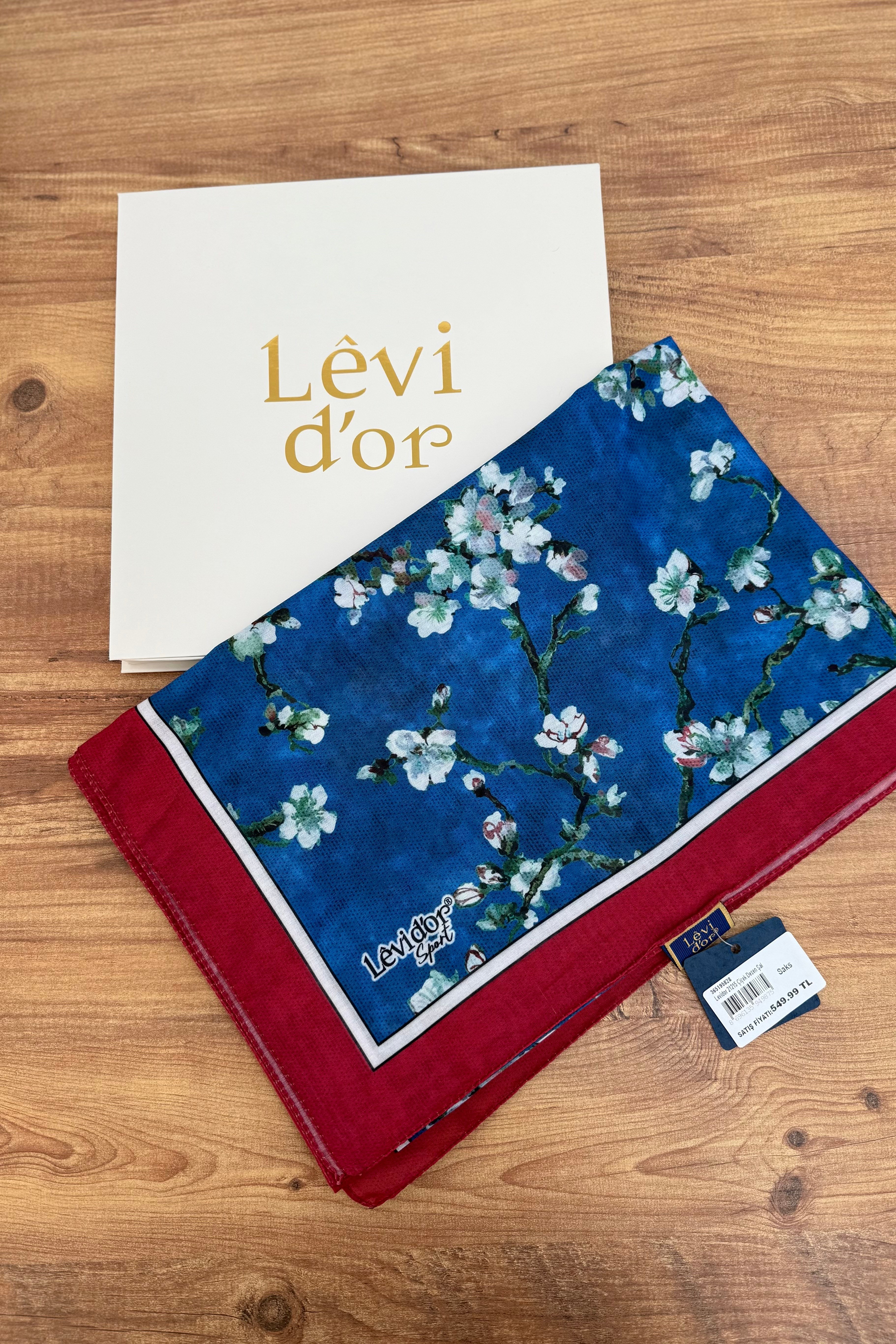 Levidor 21215 Çiçek Desen Şal - Saks Şal LEVİDOR 