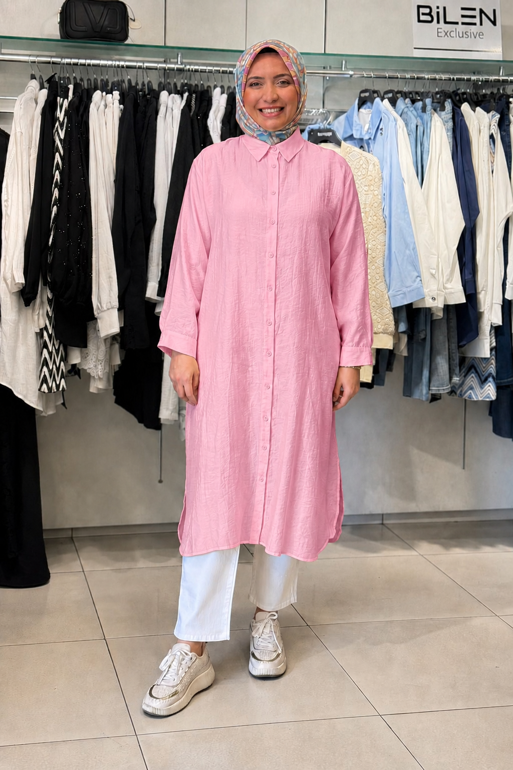 Ceremony 26Y158 Önden Düğmeli Uzun Tunik - Pembe