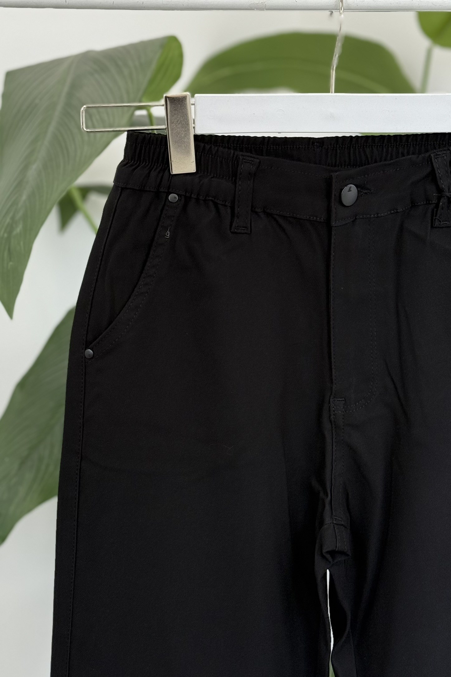 Beli Lastikli İspanyol Paça Pantolon X-255 - Siyah