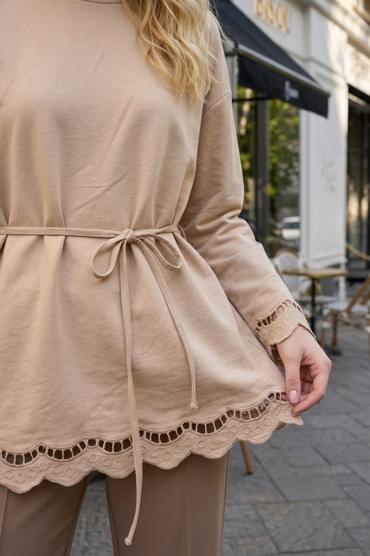 Nakış Detaylı Tunik 32570 Koyu Bej