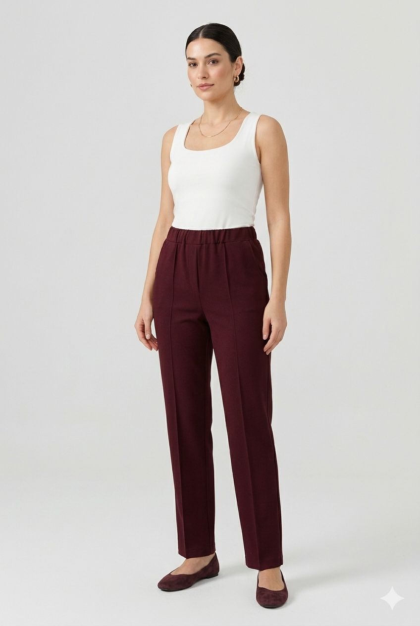 Sentez 5616 Elisse Büyük Beden Pantolon - Bordo