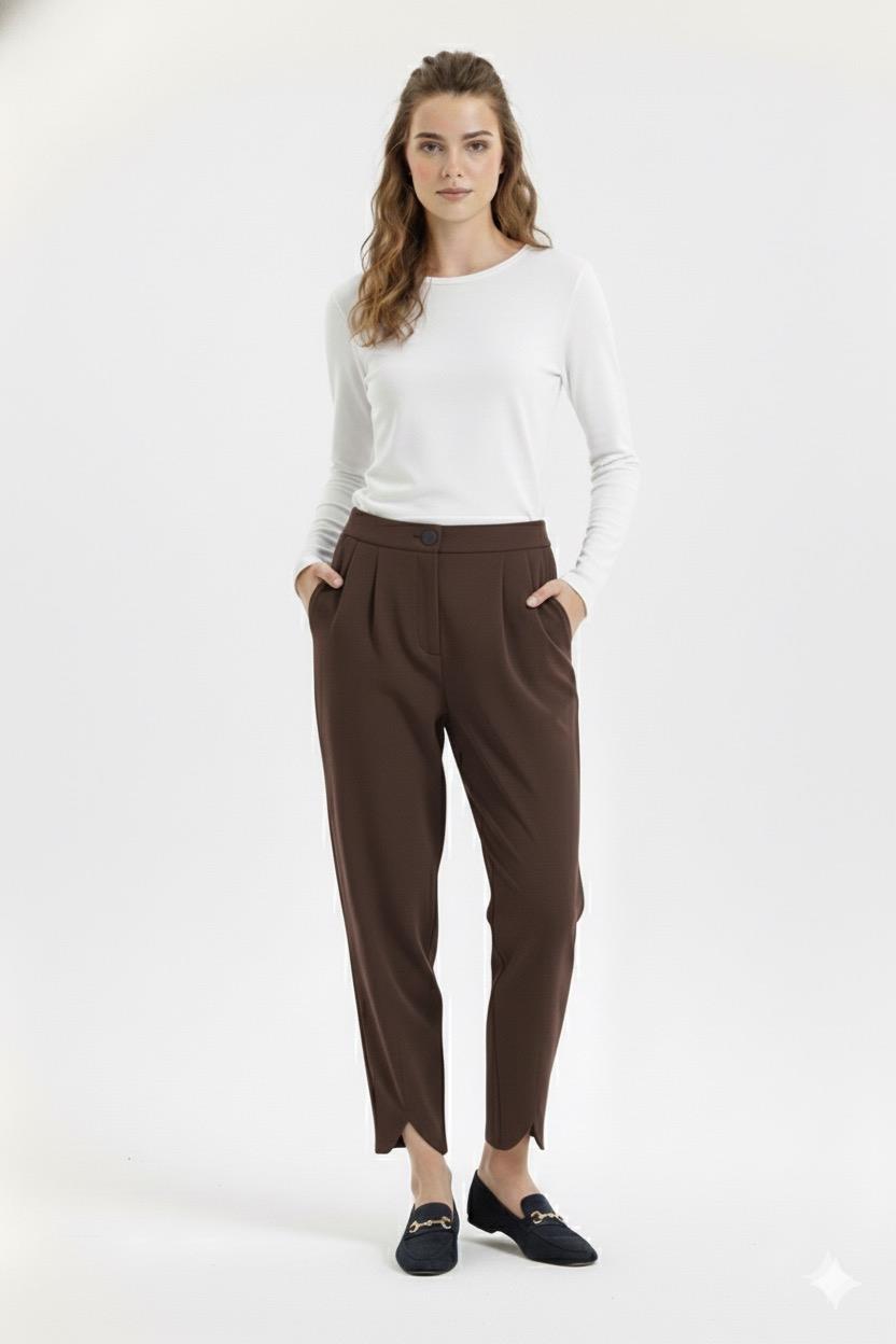 Sentez 5591 Bellis V Paça Pantolon - Kahve