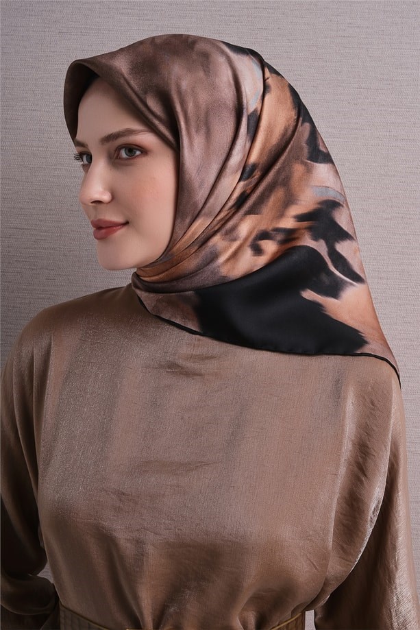 Armine Dj Saf Twill İpek Eşarp 9606D (T) - Siyah Eşarp ARMİNE 