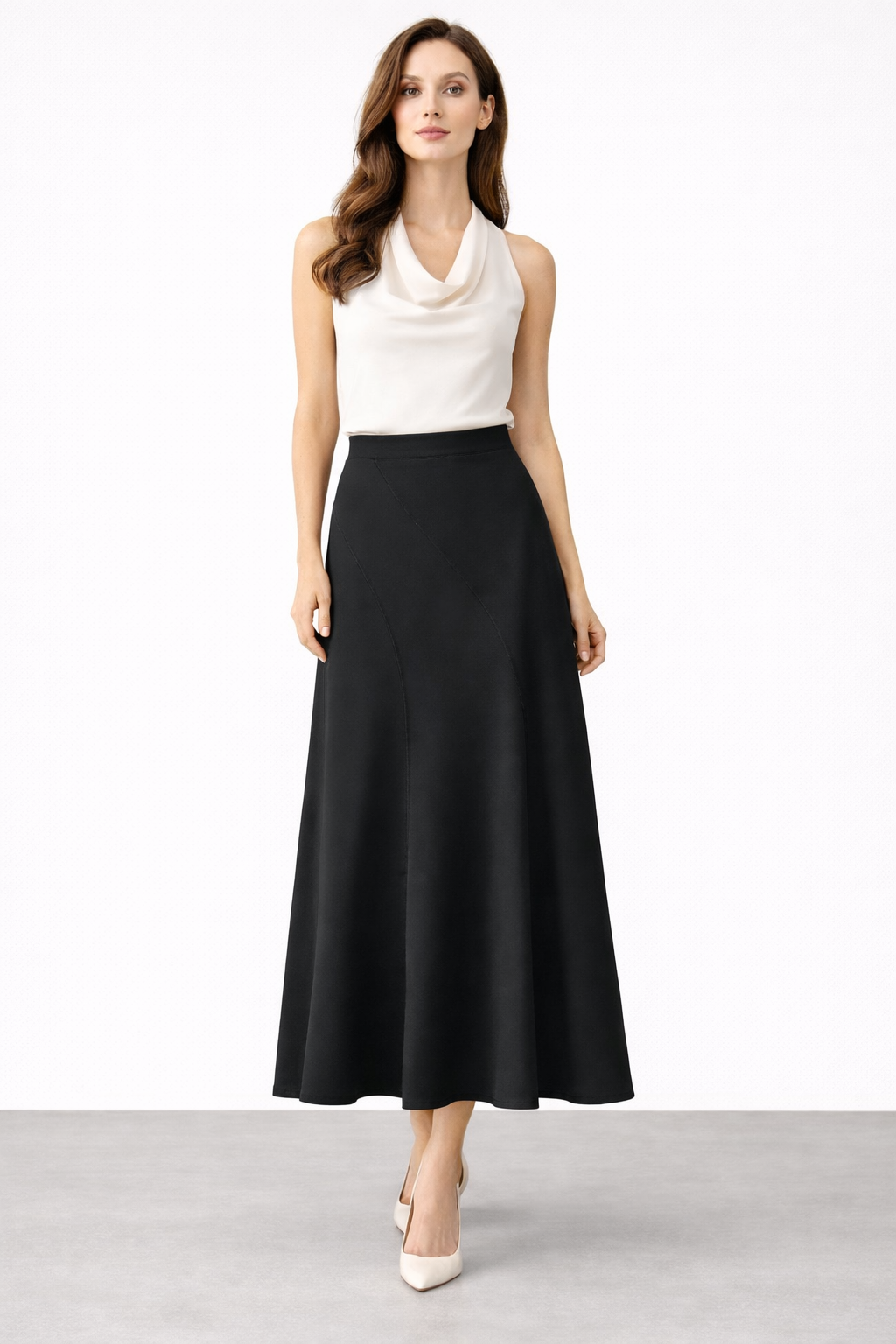 Sentez 5480 Lilium Parçalı Volanlı Etek - Siyah