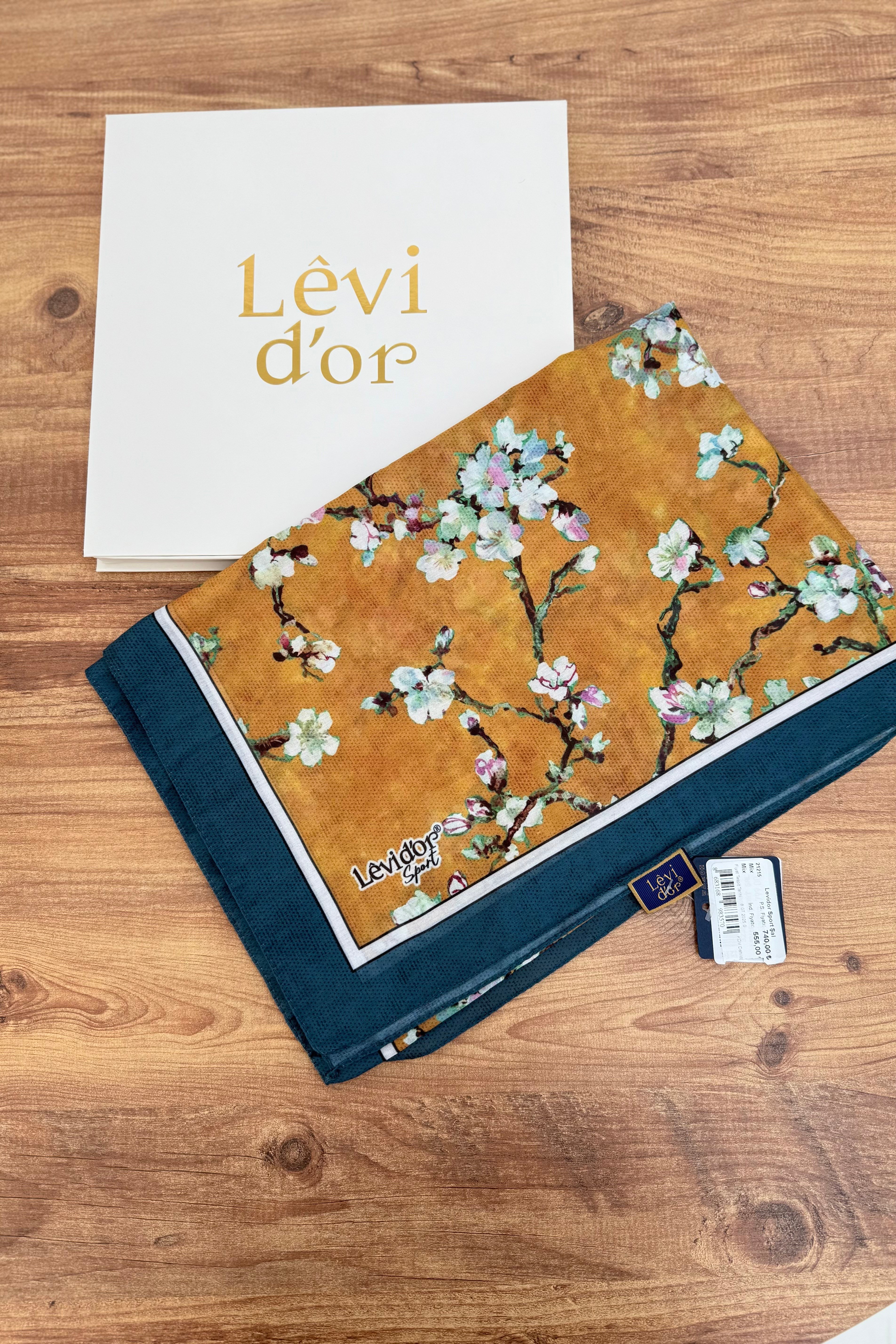Levidor 21215 Çiçek Desen Şal - Hardal Şal LEVİDOR 
