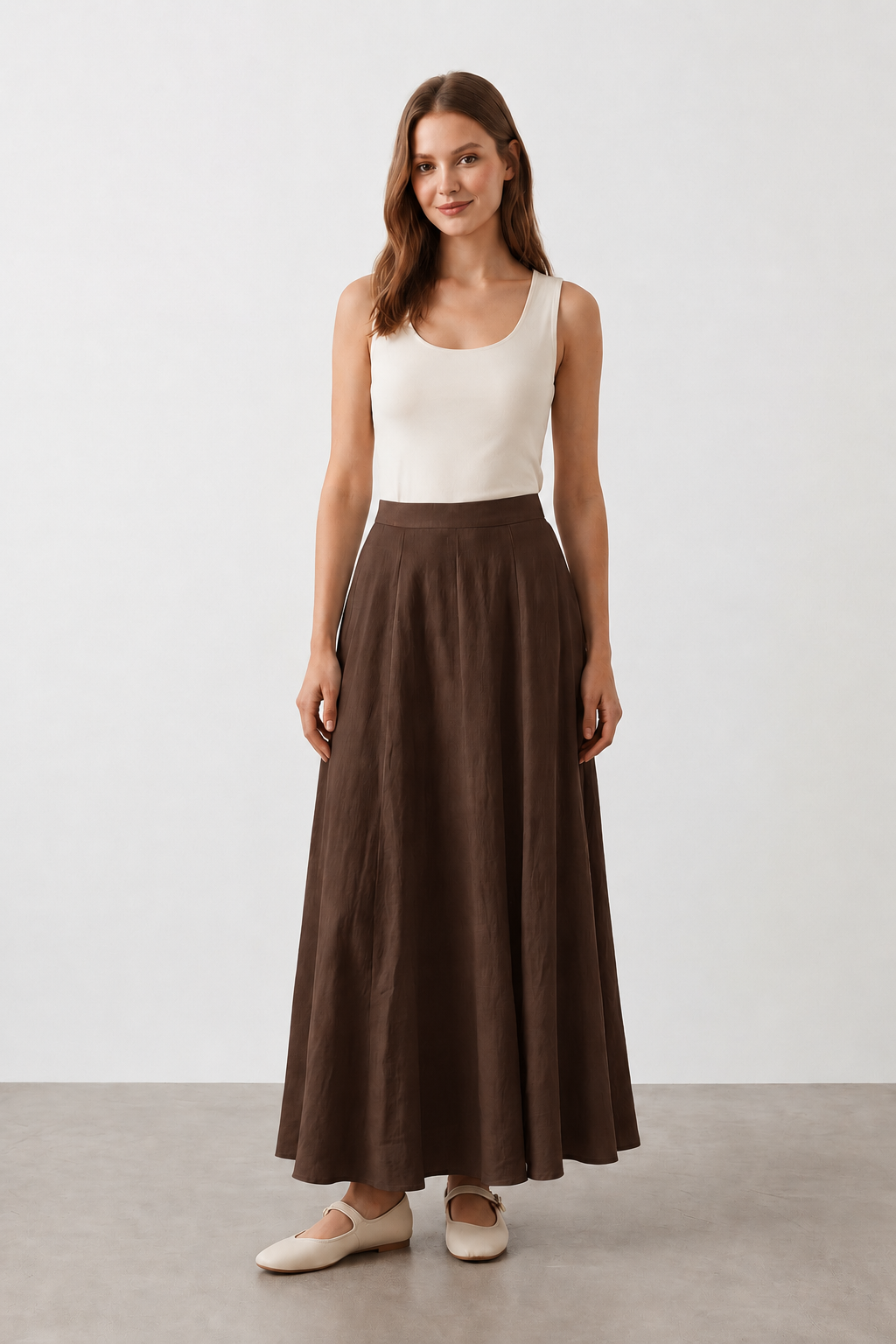 Bel Lastikli Volan Detay Etek 32483 - Browni
