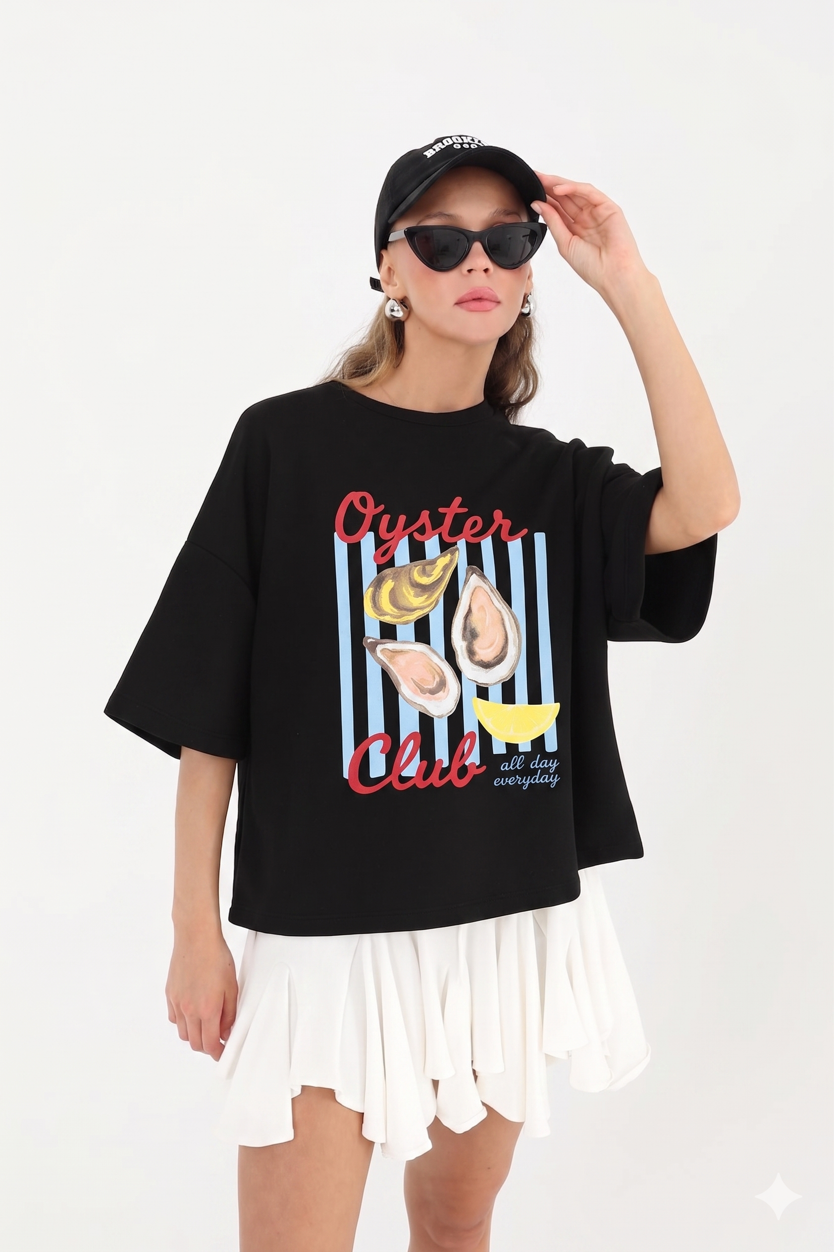 Qyster Club Yazılı Tshirt 4031 - Siyah