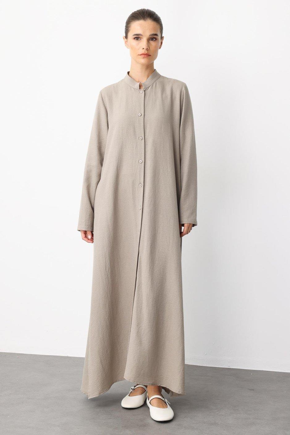 Micca 251507M Sırt Desen İşleme Ferace - Vizon