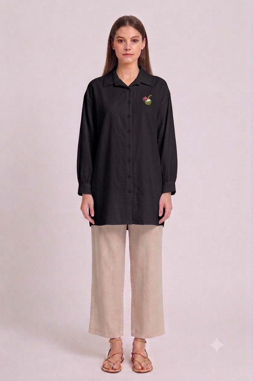 Basic Nakışlı Tunik 260198 - Siyah