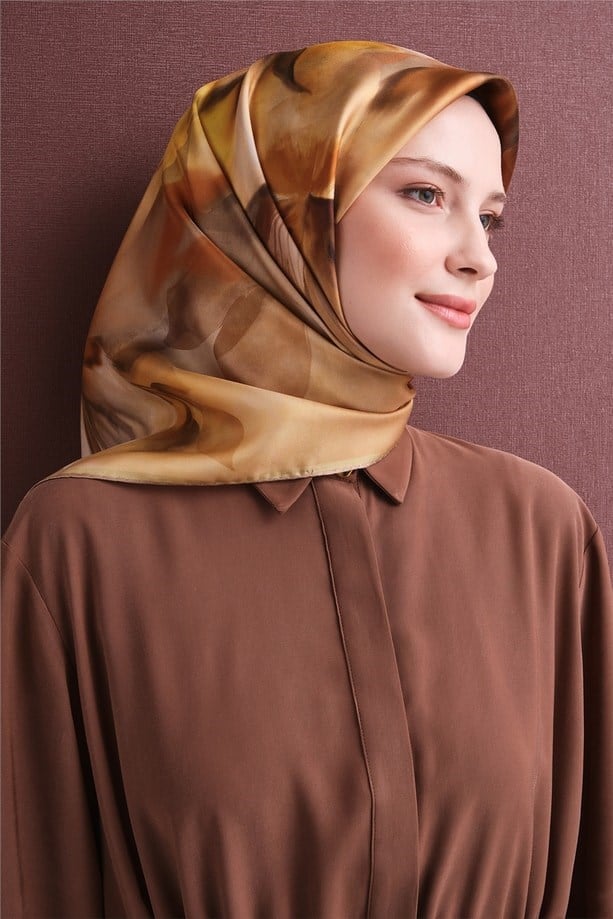 Armine Dj Saf Twill İpek Eşarp 9603D (T) - Bej Eşarp ARMİNE 
