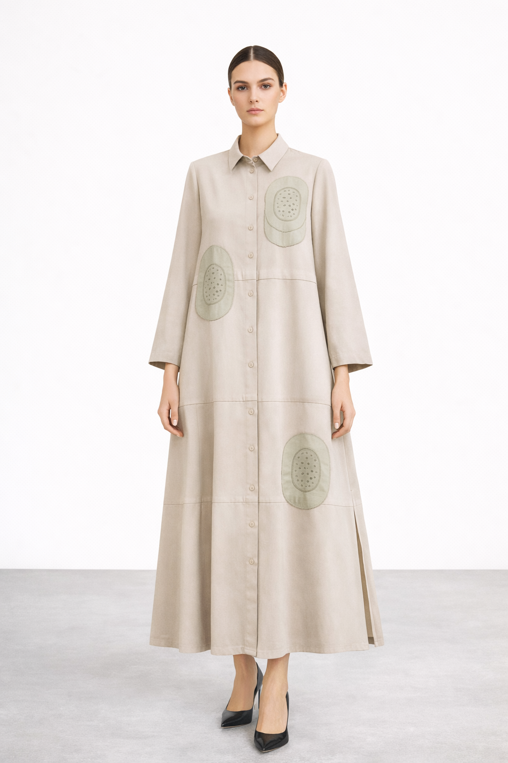 Micca 261601M Çiçek Baskılı Taşlı Ferace - Taş