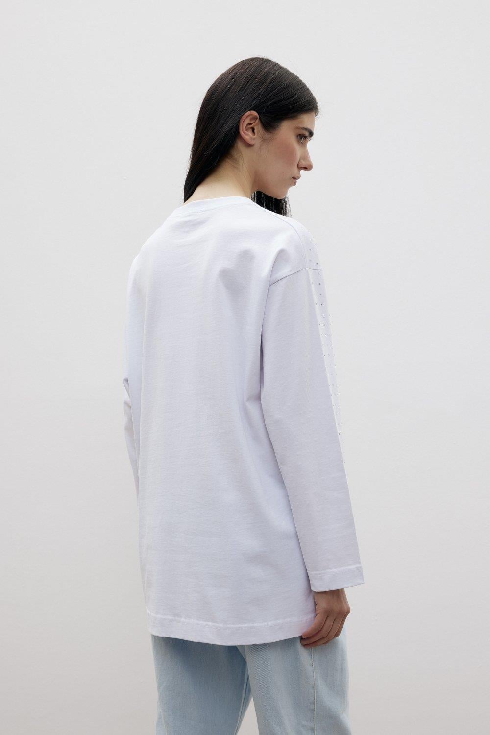 Merwish 1386 Taşlı  Tunik - Beyaz