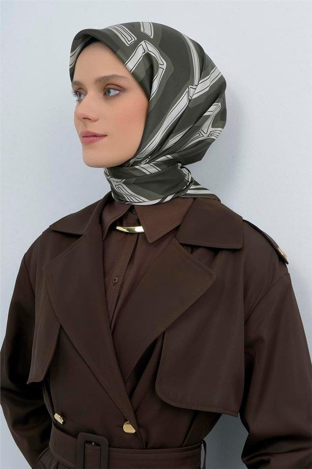 Armine Dj Saf Twill İpek Eşarp 9547D (T) - Haki