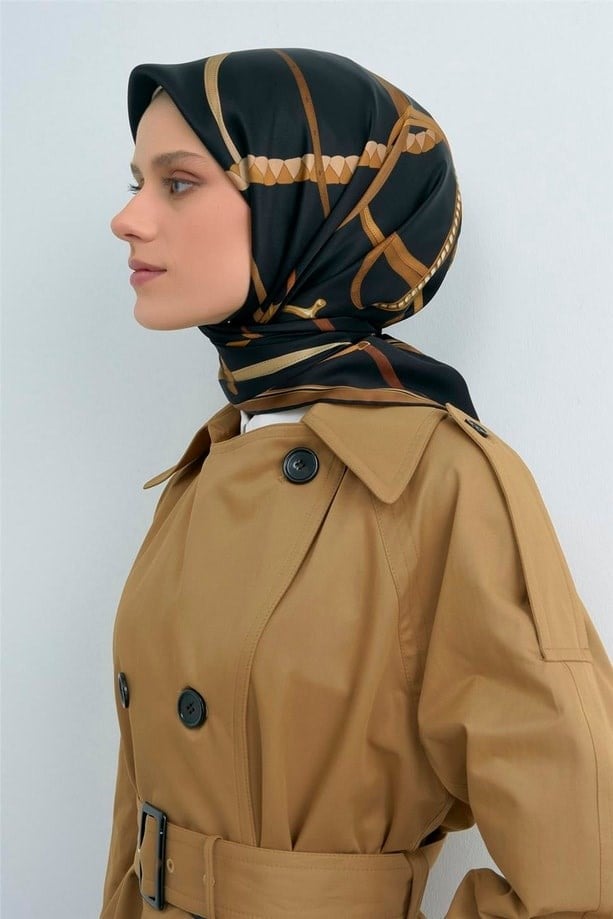 Armine Dj Saf Twill İpek Eşarp 9517D (T) - Siyah