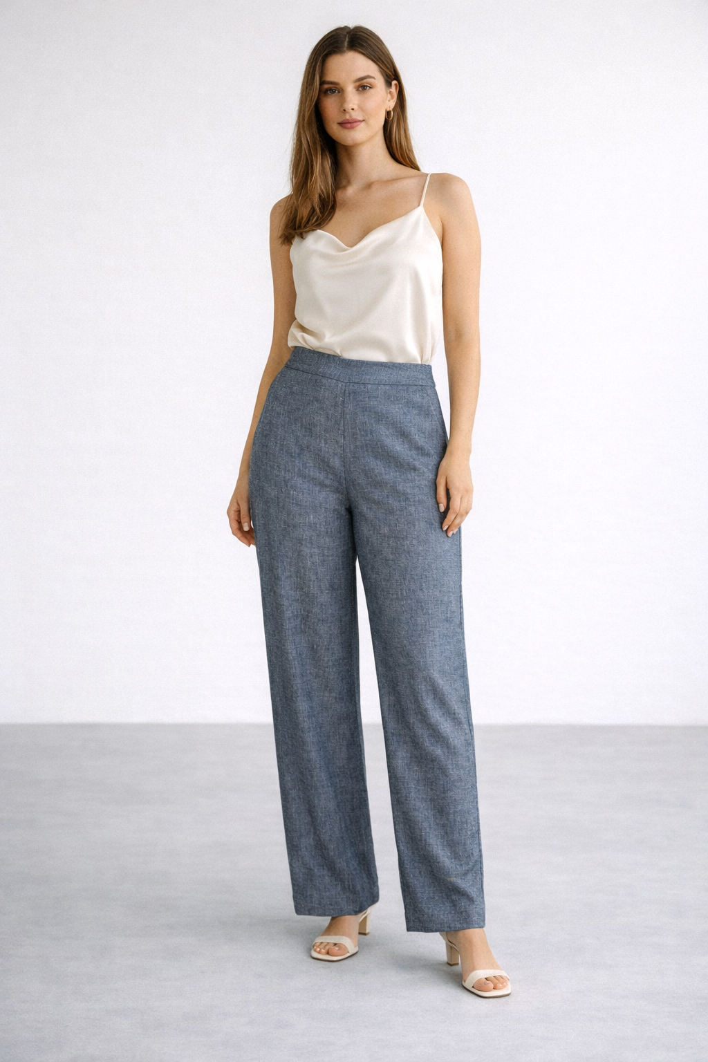 Ceremony 26Y307 Arkasi Lastikli Bol Paça Keten Pantolon - Orjinal