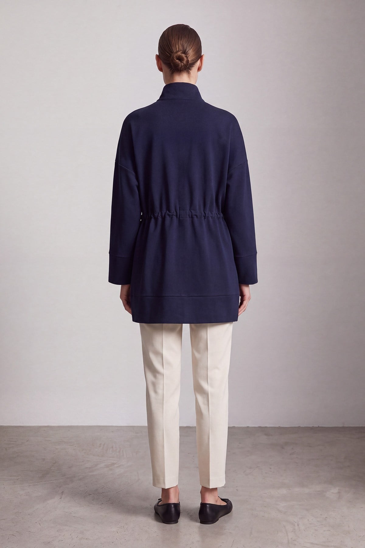 Payet İşlemeli Büzgülü Tunik 10836 F.Navy