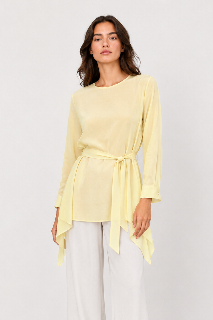 Yanları Mendil Kesim Tunik 0037247 - Sarı