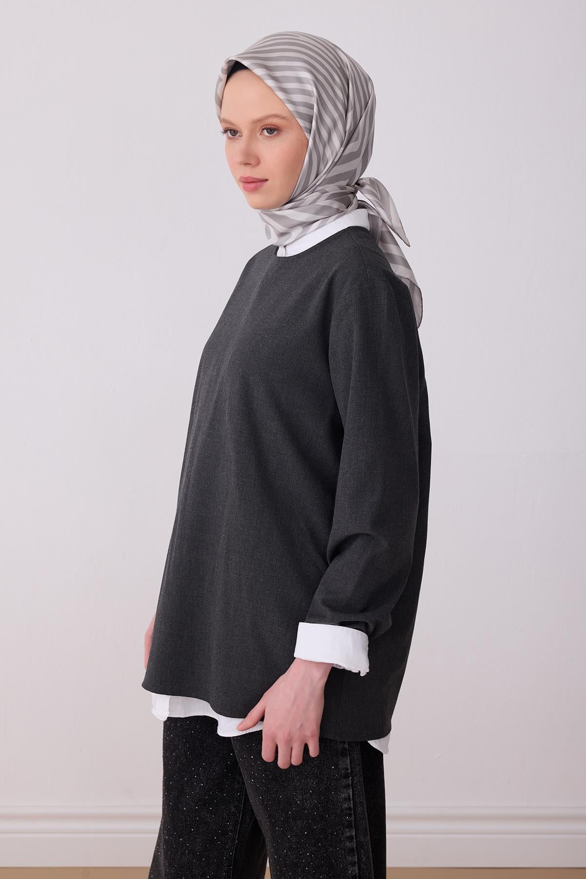 Belli Saf Twill İpek Eşarp 4325D (T) - Taş