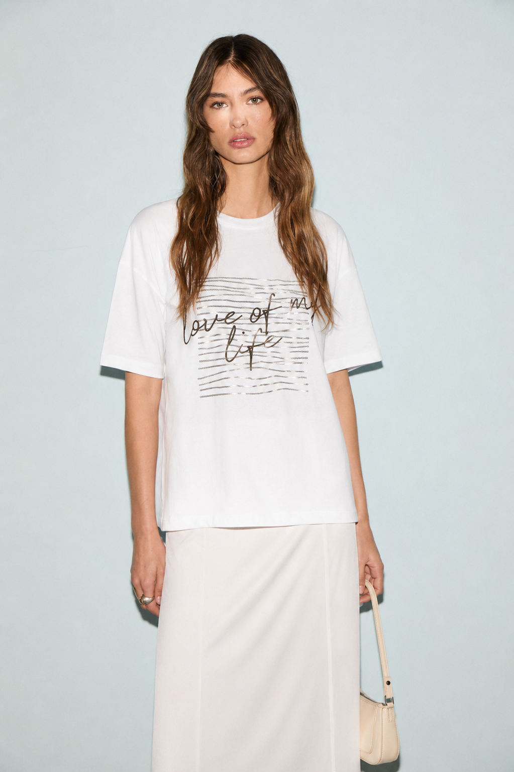 Varak Nakış Detay Tshirt 4047 - Beyaz