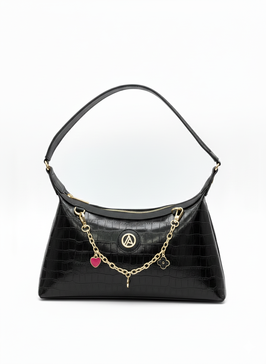 Armine Trend Arm183 Clup Çanta - Siyah - Kroko